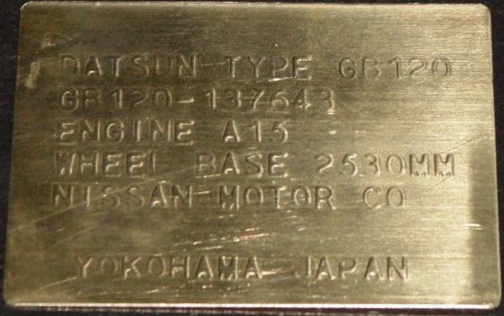 Tech Wiki - Chassis numbers : Datsun 1200 Club